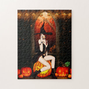 Pumpkin Throne Witch Jigsaw Puzzle