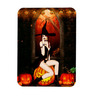 Pumpkin Throne Witch Magnet