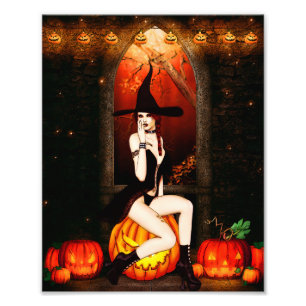 Pumpkin Throne Witch Photo Print