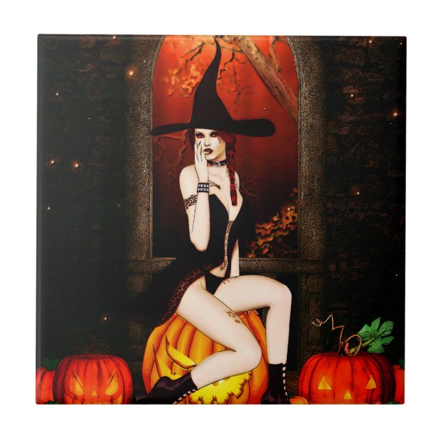 Pumpkin Throne Witch Tile (Front)