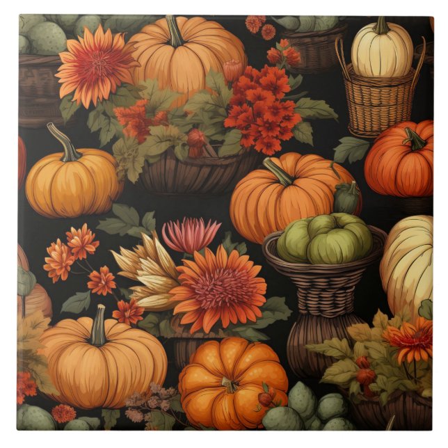 Pumpkin Time, The Colours of Autumn, Ceramic Tile (Front)