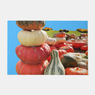 Pumpkin Totem Stack and Mums Doormat