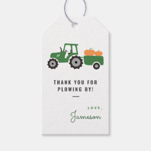 Pumpkin tractor birthday party favour tag