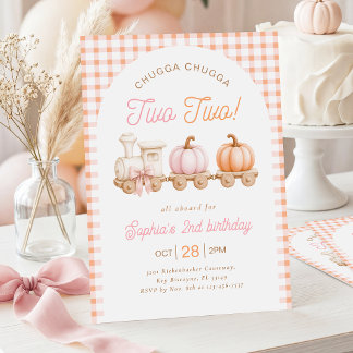 Pumpkin Train 2nd Birthday Invitation