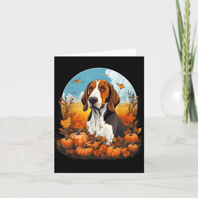 Pumpkin Treeing Walker Coonhound Dog Halloween Card (Front)