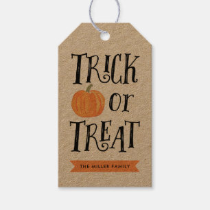 Pumpkin Trick or Treat Halloween Thanks Gift Tag