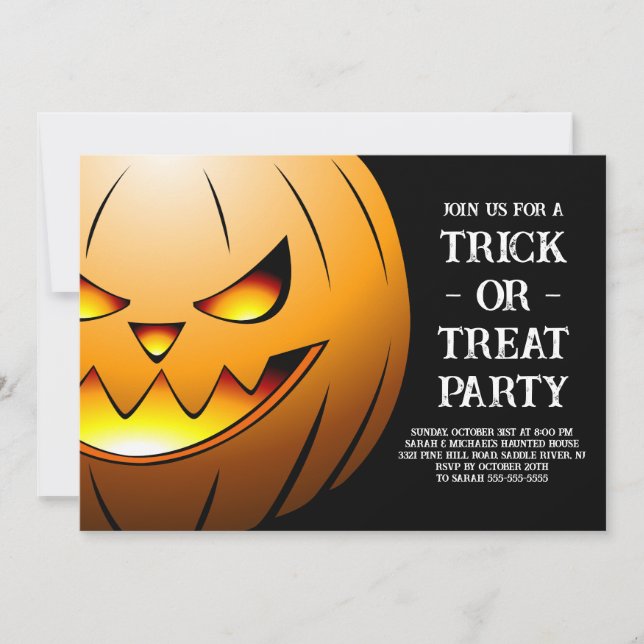 Pumpkin Trick or Treat Party Invitation (Front)