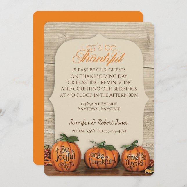 Pumpkin Trio Thanksgiving Invitation (Front/Back)