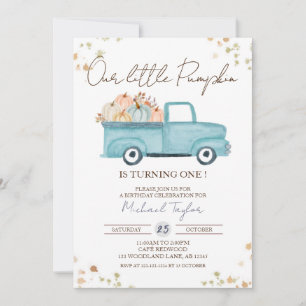 Pumpkin Truck 1st Birthday, Fall First Birthday Invitation
