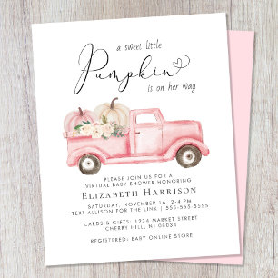 Pumpkin Truck Baby Girl Virtual Shower Invitation