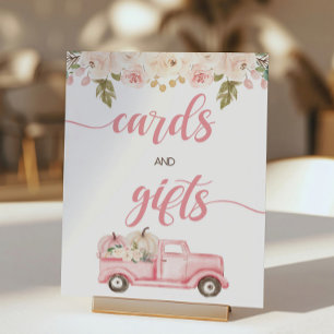 Pumpkin Truck Baby Shower Card and Gifts Sign