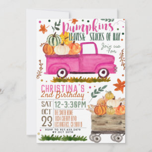 Pumpkin Truck Birthday Invitation
