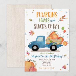 Pumpkin Truck Birthday Party Fall Pumpkin Birthday Invitation
