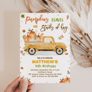 Pumpkin Truck Birthday Party Fall Pumpkin Birthday Invitation