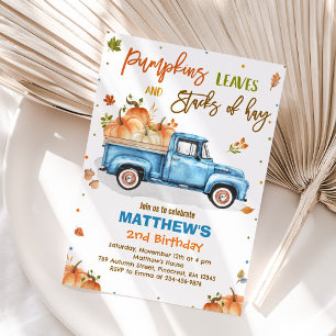 Pumpkin Truck Birthday Party Fall Pumpkin Birthday Invitation