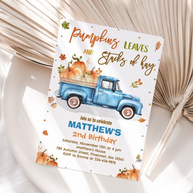 Pumpkin Truck Birthday Party Fall Pumpkin Birthday Invitation (Creator Uploaded)