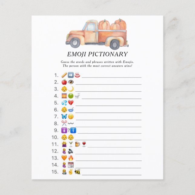 Pumpkin truck \ Emoji pictionary game (Front)