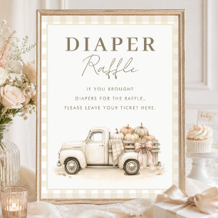 Pumpkin Truck Fall Baby Shower Diaper Raffle Sign