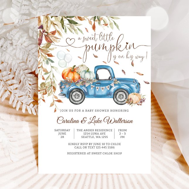 Pumpkin Truck Fall Baby Shower Invitation (Creator Uploaded)