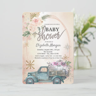 Pumpkin Truck,Flowers,Snowflakes Baby Shower Invitation