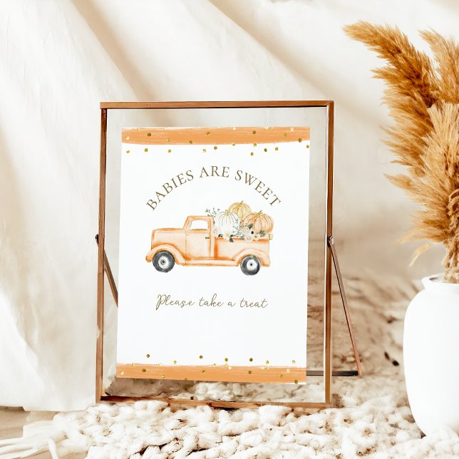 Pumpkin Truck Modern Fall Baby Shower Books Poster (Creator Uploaded)