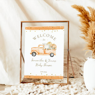Pumpkin Truck Modern Fall Baby Shower  Poster