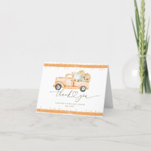 Pumpkin Truck Modern Fall Baby Shower Thank You Card