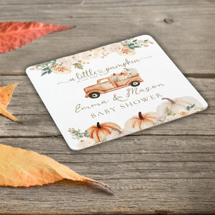 Pumpkin Truck Orange Fall Neutral Baby Shower Square Paper Coaster