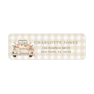Pumpkin Truck Rustic Gingham Baby Shower Address Return Address Label
