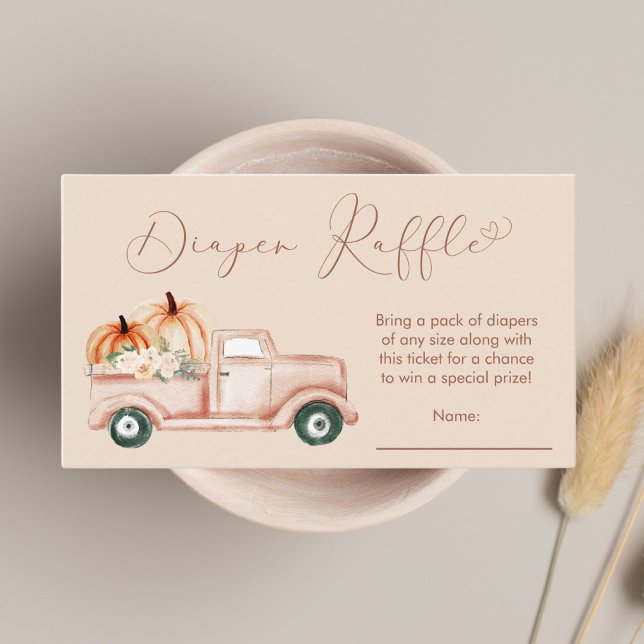 Pumpkin Truck Terracotta Baby Shower Diaper Raffle Enclosure Card (Creator Uploaded)