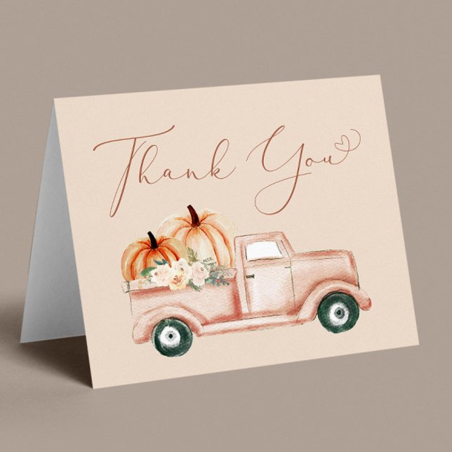 Pumpkin Truck Terracotta Baby Shower Thank You Card (Creator Uploaded)