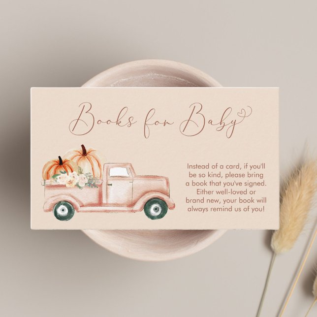 Pumpkin Truck Terracotta Books For Baby Shower Enclosure Card (Creator Uploaded)