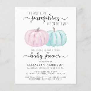 Pumpkin Twin Boy Girl Baby Shower Invitation
