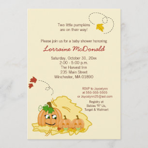 Pumpkin Twins (Neutral) Baby Shower Invitation