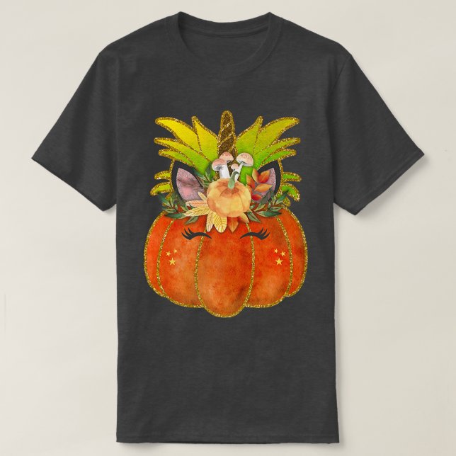 Pumpkin Unicorn Autumn ThemeT-Shirt T-Shirt (Design Front)