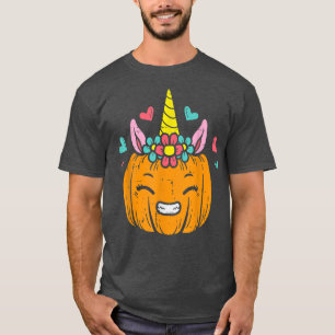 Pumpkin Unicorn Face Cute Halloween Costume Women  T-Shirt