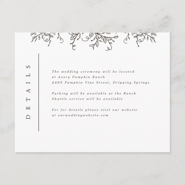 Pumpkin Vines Monogram Wedding Insert (Front)