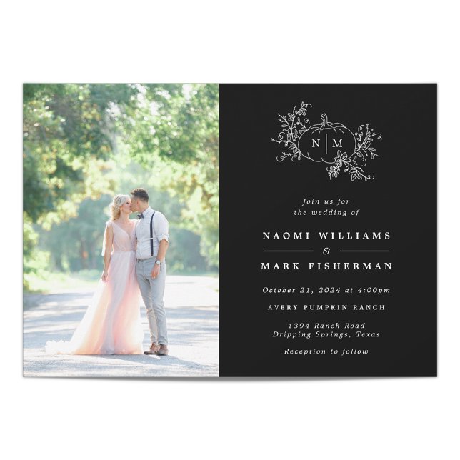 Pumpkin Vines Monogram Wedding Invitation (Creator Uploaded)