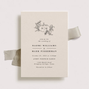 Pumpkin Vines Monogram Wedding Invitation