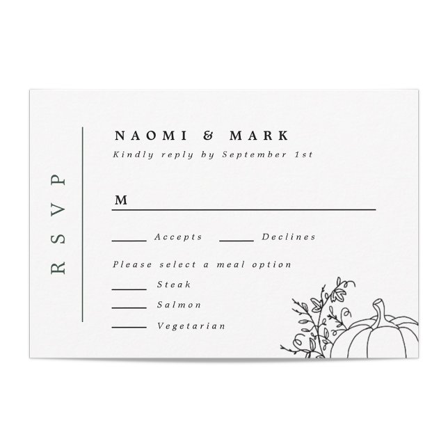Pumpkin Vines Monogram Wedding RSVP Card (Creator Uploaded)