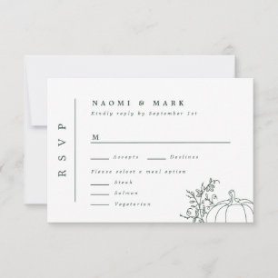 Pumpkin Vines Monogram Wedding RSVP Card