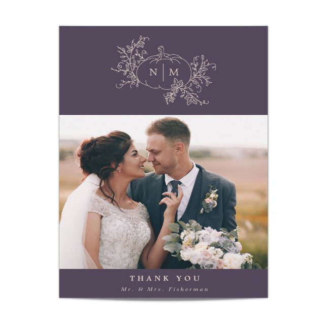 Pumpkin Vines Monogram Wedding Thank You Cards (Creator Uploaded)