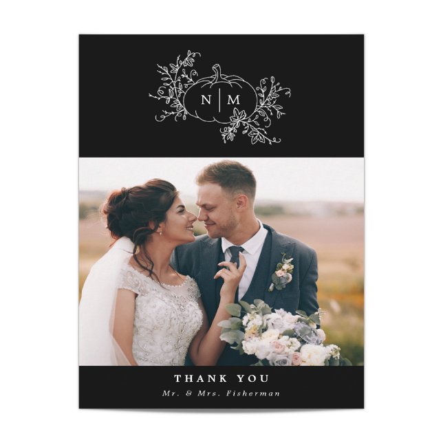 Pumpkin Vines Monogram Wedding Thank You Cards (Creator Uploaded)