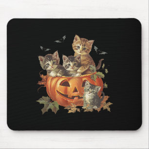 Pumpkin Vintage 90s Cat Retro Halloween Mouse Pad