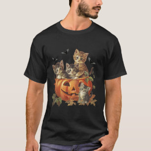 Pumpkin Vintage 90s Cat Retro Halloween  T-Shirt