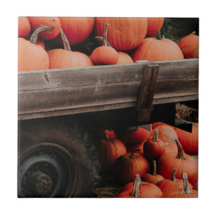pumpkin wagon ceramic tile