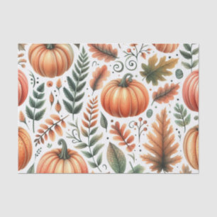 Pumpkin Watercolor Autumn Pattern for Fall Tissue Paper