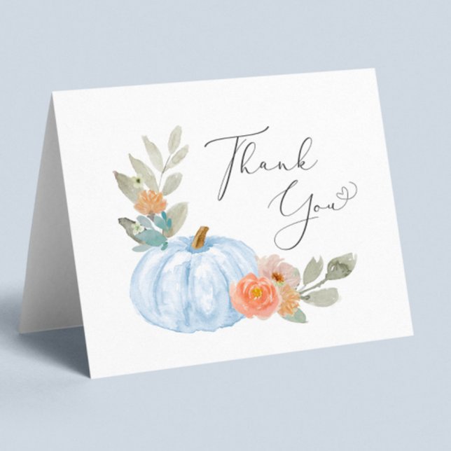 Pumpkin Watercolor Baby Boy Shower Thank You Card (Creator Uploaded)
