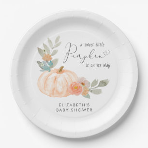 Pumpkin Watercolor Baby Shower Paper Plate