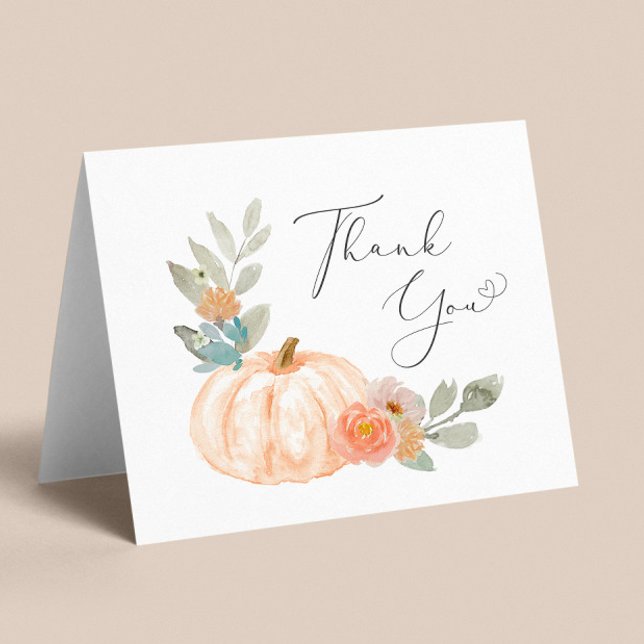 Pumpkin Watercolor Baby Shower Thank You Card (Creator Uploaded)